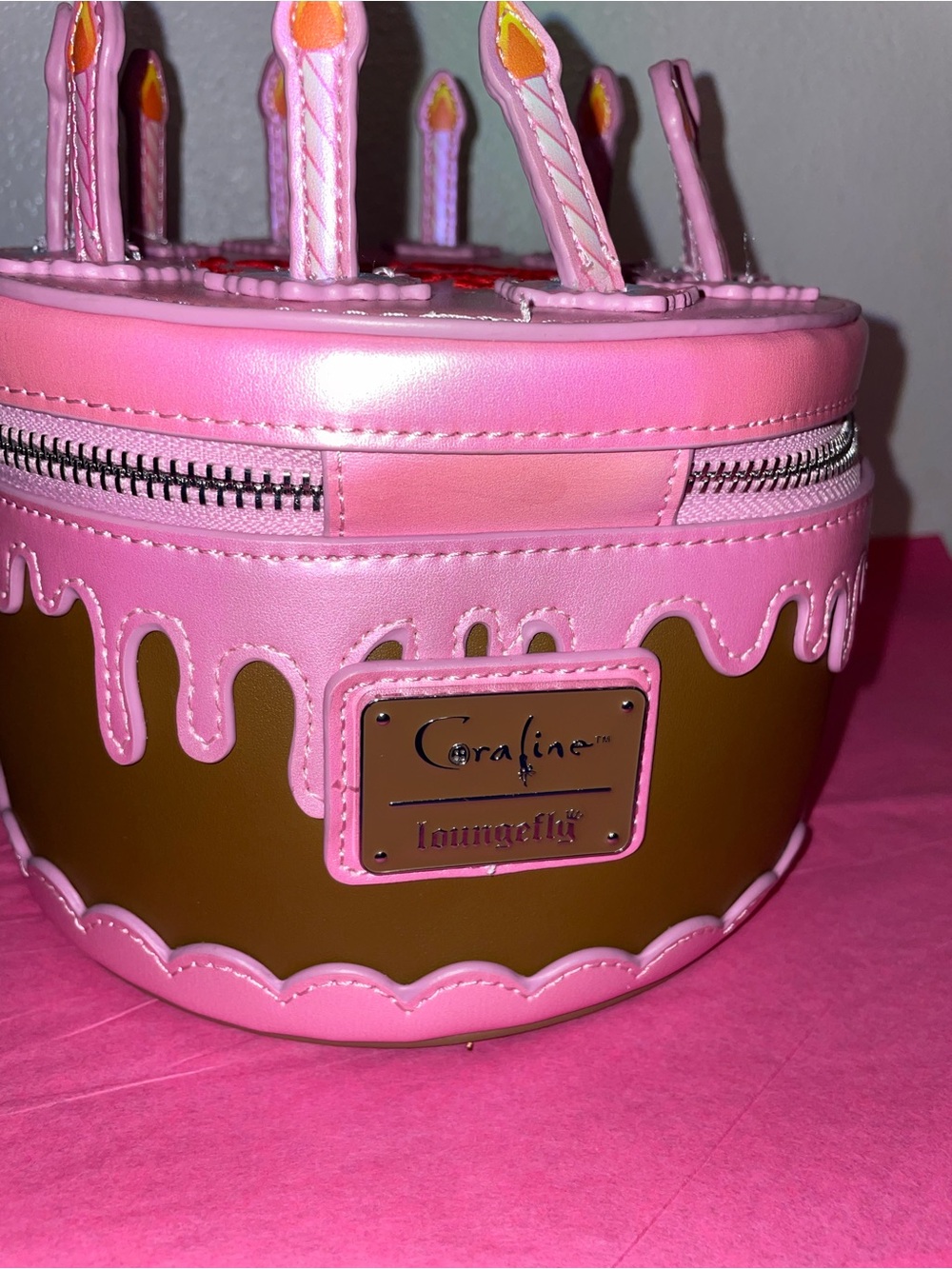 Exclusive Loungefly Coraline Welcome Home! Cake Cosplay Iridescent Crossbody Bag - Picture 5 of 15